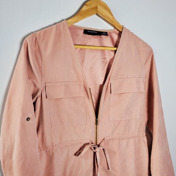 Minkpink dusty rose zip front lightweight shacket/ jacket XS - Picture 3 of 8
